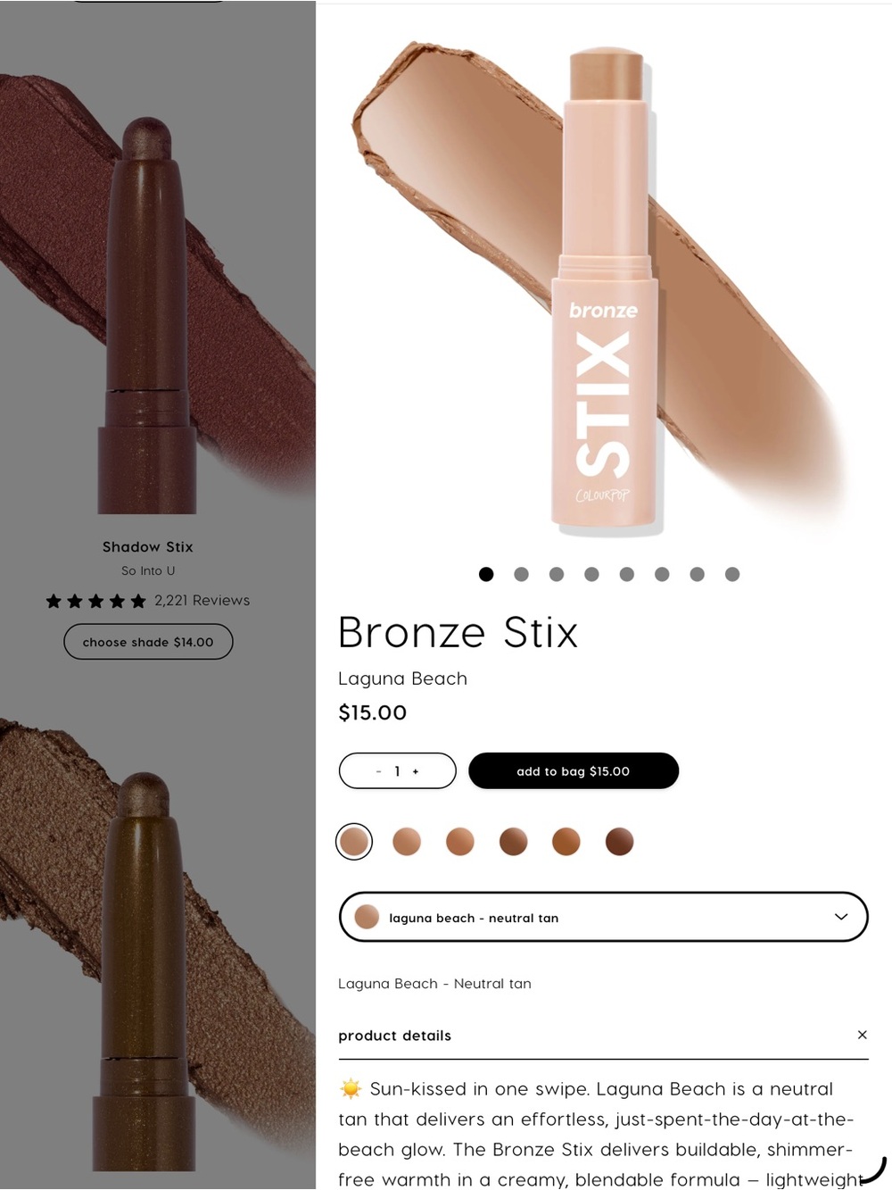 ColourPop Bronzed STIX Cream Bronzer Stick - Laguna Beach 23E4